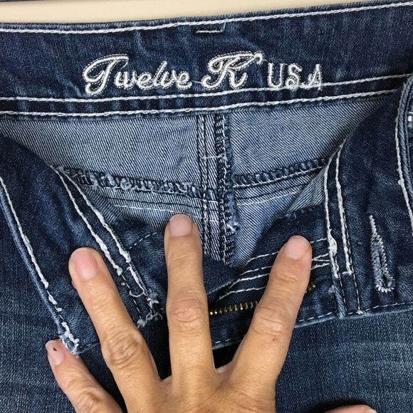 12K TWELVE K USA CROSS EMBELLISHED JEANS - Picture 4 of 8